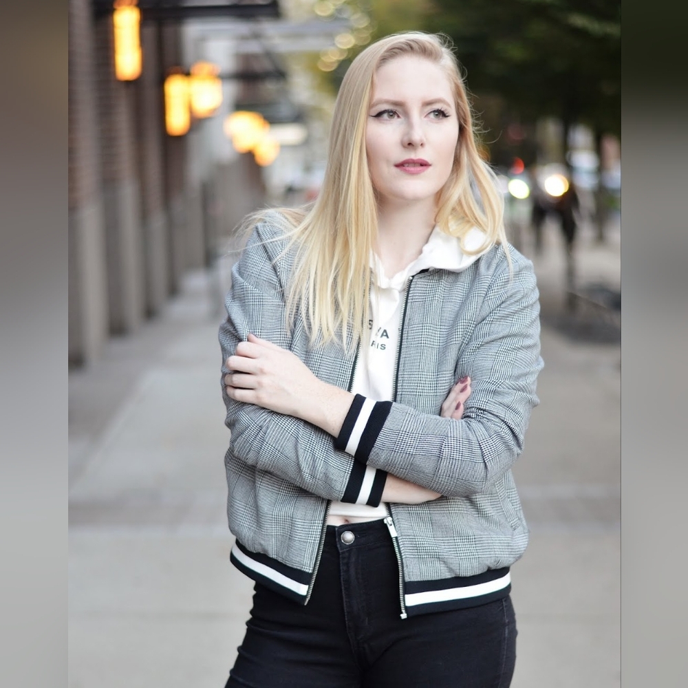 Twik Black & White Bomber Jacket